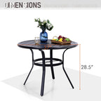 MAISON ARTS 5-piece Patio Dining Set , 4 Patio Swivel Dining Chairs, 1 Round 37.8 Metal Table with Umbrella Hole