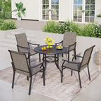MAISON ARTS 5/7-Piece Patio Dining Set, Round Metal Table and 4/6 Textilene Fabric Padded Armchairs