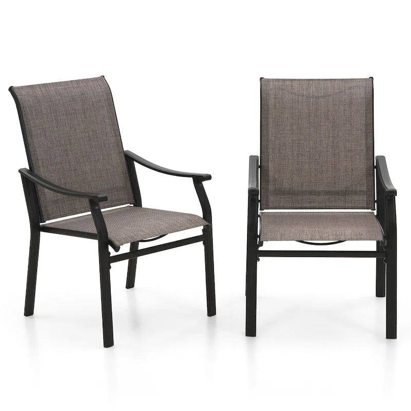 MAISON ARTS 5/7-Piece Patio Dining Set, Round Metal Table and 4/6 Textilene Fabric Padded Armchairs