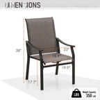 MAISON ARTS 5/7-Piece Patio Dining Set, Round Metal Table and 4/6 Textilene Fabric Padded Armchairs