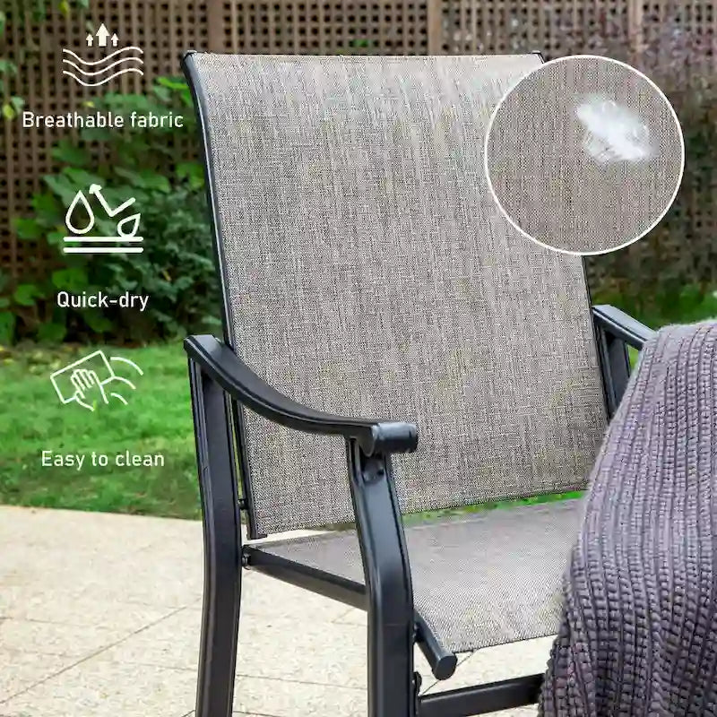MAISON ARTS 5/7-Piece Patio Dining Set, Round Metal Table and 4/6 Textilene Fabric Padded Armchairs