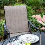 MAISON ARTS 5/7-Piece Patio Dining Set, Round Metal Table and 4/6 Textilene Fabric Padded Armchairs