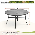 MAISON ARTS 5/7-Piece Patio Dining Set, Round Metal Table and 4/6 Textilene Fabric Padded Armchairs