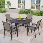 MAISON ARTS 5/7-Piece Patio Dining Set, Round Metal Table and 4/6 Textilene Fabric Padded Armchairs