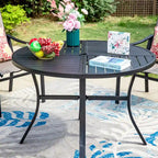 MAISON ARTS 5/7-Piece Patio Dining Set, Round Metal Table and 4/6 Textilene Fabric Padded Armchairs
