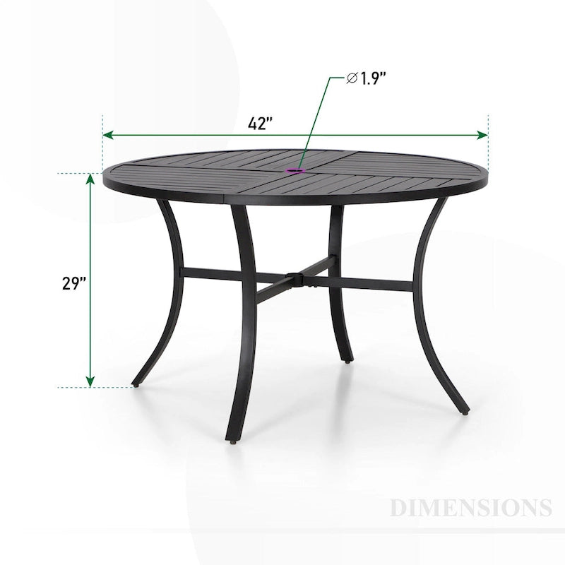 MAISON ARTS 5/7-Piece Patio Dining Set, Round Metal Table and 4/6 Textilene Fabric Padded Armchairs