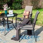 MAISON ARTS 5/7-Piece Patio Dining Set, Round Metal Table and 4/6 Textilene Fabric Padded Armchairs