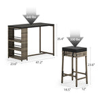 Moasis 5 Piece Rattan Wicker Bar Set,Patio Dining Furniture with Wine Glass Holder and 4 Cushioned Bar Stools