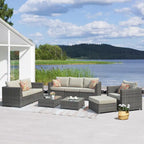 OVIOS Patio Furniture Deep Seat Wicker 9-piece Set