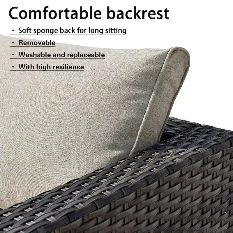 OVIOS Patio Furniture Deep Seat Wicker 9-piece Set