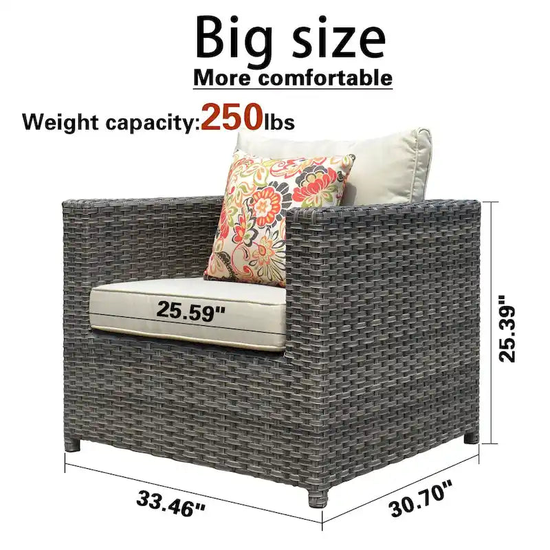 OVIOS Patio Furniture Deep Seat Wicker 9-piece Set