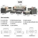 OVIOS Patio Furniture Deep Seat Wicker 9-piece Set