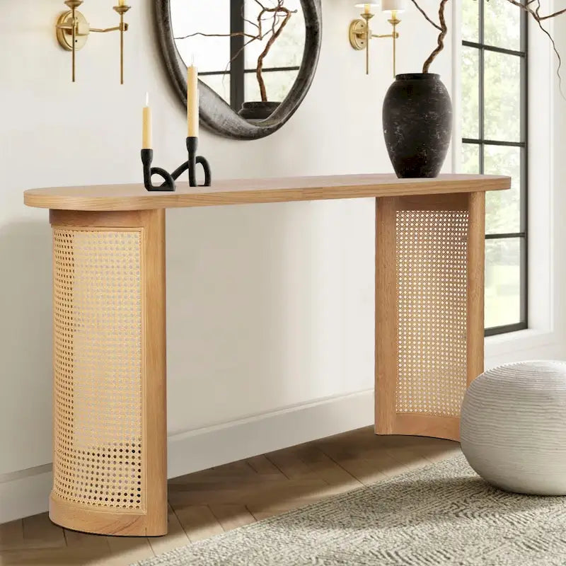 60 Solid Rattan Console Table