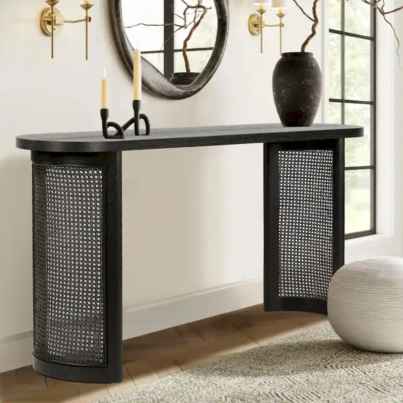 60 Solid Rattan Console Table
