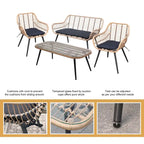 4 Pieces Patio Set Wicker Conversation Set with Cushions