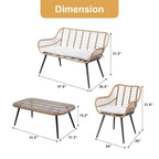 4 Pieces Patio Set Wicker Conversation Set with Cushions