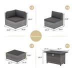 Outdoor 8 Pieces Sectional Wicker Sofa Set with Fire Pit