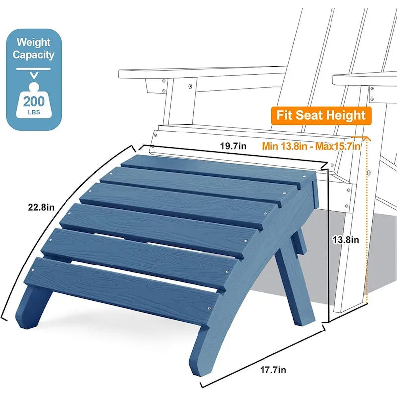Winsoon 5-Piece All Weather HIPS Outdoor Adirondack Chair Set with Cup Holder, 2 Ottomans and 1 Side Table