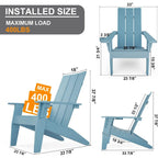 Winsoon 5-Piece All Weather HIPS Outdoor Adirondack Chair Set with Cup Holder, 2 Ottomans and 1 Side Table