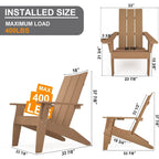 Winsoon 5-Piece All Weather HIPS Outdoor Adirondack Chair Set with Cup Holder, 2 Ottomans and 1 Side Table