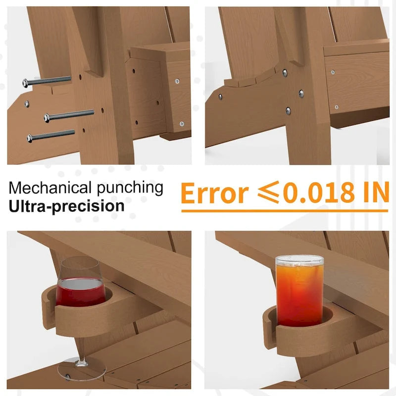 Winsoon 5-Piece All Weather HIPS Outdoor Adirondack Chair Set with Cup Holder, 2 Ottomans and 1 Side Table