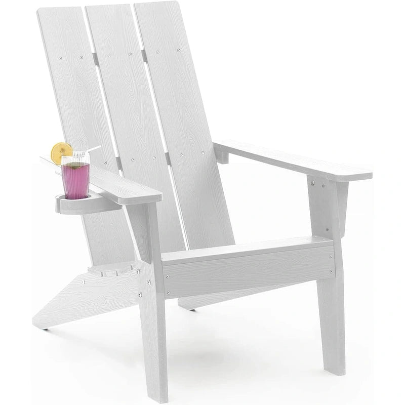 Winsoon 5-Piece All Weather HIPS Outdoor Adirondack Chair Set with Cup Holder, 2 Ottomans and 1 Side Table