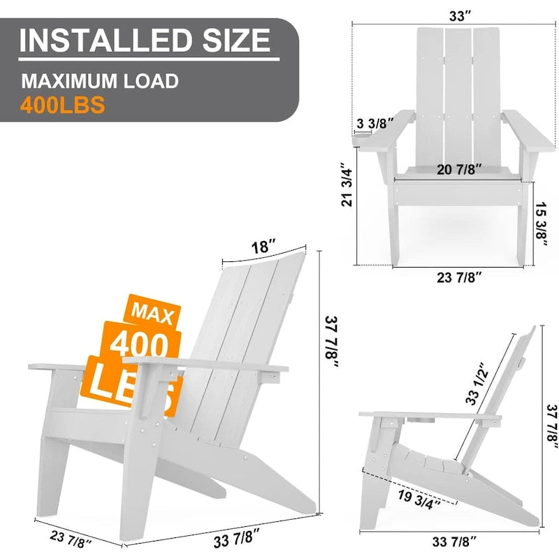 Winsoon 5-Piece All Weather HIPS Outdoor Adirondack Chair Set with Cup Holder, 2 Ottomans and 1 Side Table