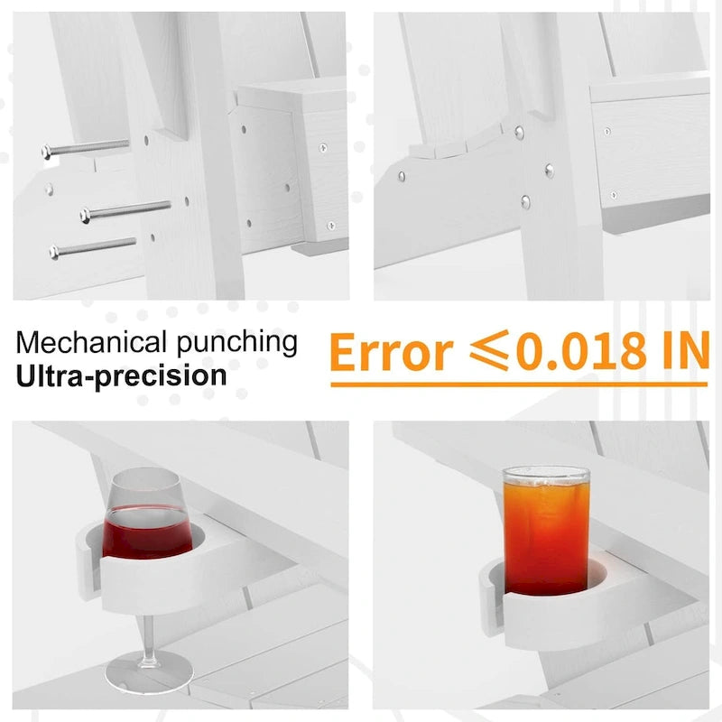 Winsoon 5-Piece All Weather HIPS Outdoor Adirondack Chair Set with Cup Holder, 2 Ottomans and 1 Side Table