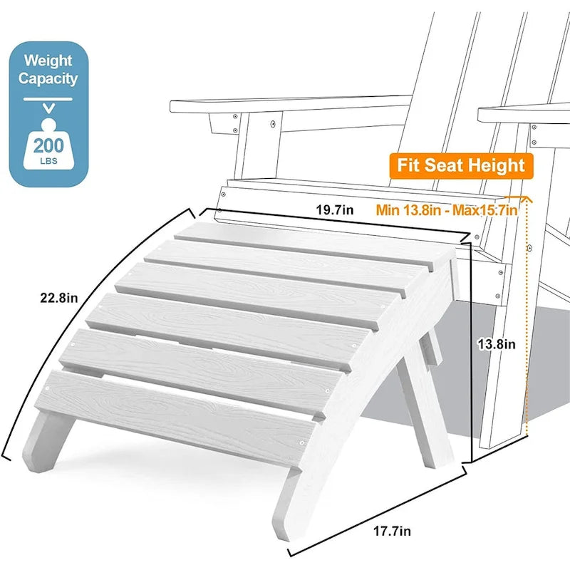 Winsoon 5-Piece All Weather HIPS Outdoor Adirondack Chair Set with Cup Holder, 2 Ottomans and 1 Side Table