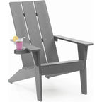 Winsoon 5-Piece All Weather HIPS Outdoor Adirondack Chair Set with Cup Holder, 2 Ottomans and 1 Side Table