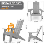 Winsoon 5-Piece All Weather HIPS Outdoor Adirondack Chair Set with Cup Holder, 2 Ottomans and 1 Side Table