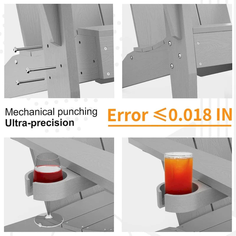 Winsoon 5-Piece All Weather HIPS Outdoor Adirondack Chair Set with Cup Holder, 2 Ottomans and 1 Side Table