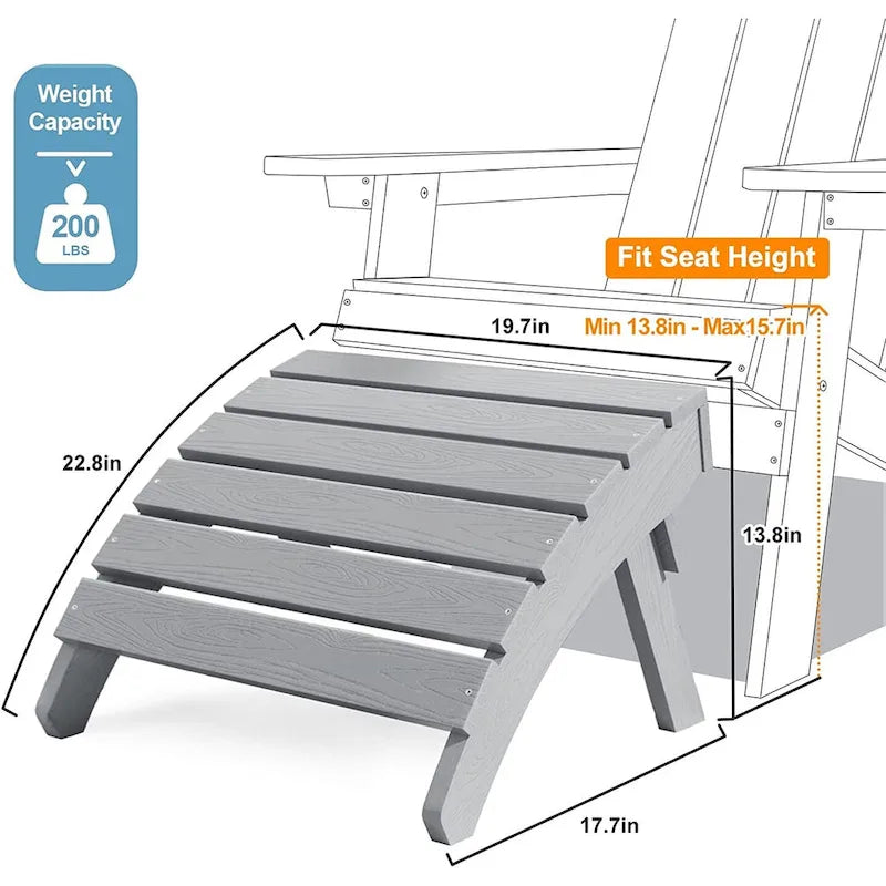 Winsoon 5-Piece All Weather HIPS Outdoor Adirondack Chair Set with Cup Holder, 2 Ottomans and 1 Side Table