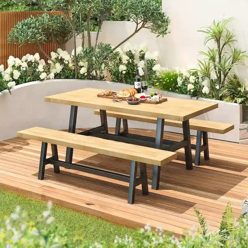 EROMMY Patio Dining Set, Premium Outdoor Rectangle Furniture for Backyard, Porch, Lawn and Garden