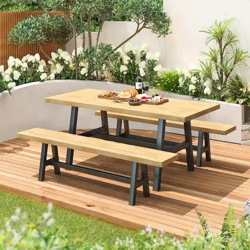 EROMMY Patio Dining Set, Premium Outdoor Rectangle Furniture for Backyard, Porch, Lawn and Garden