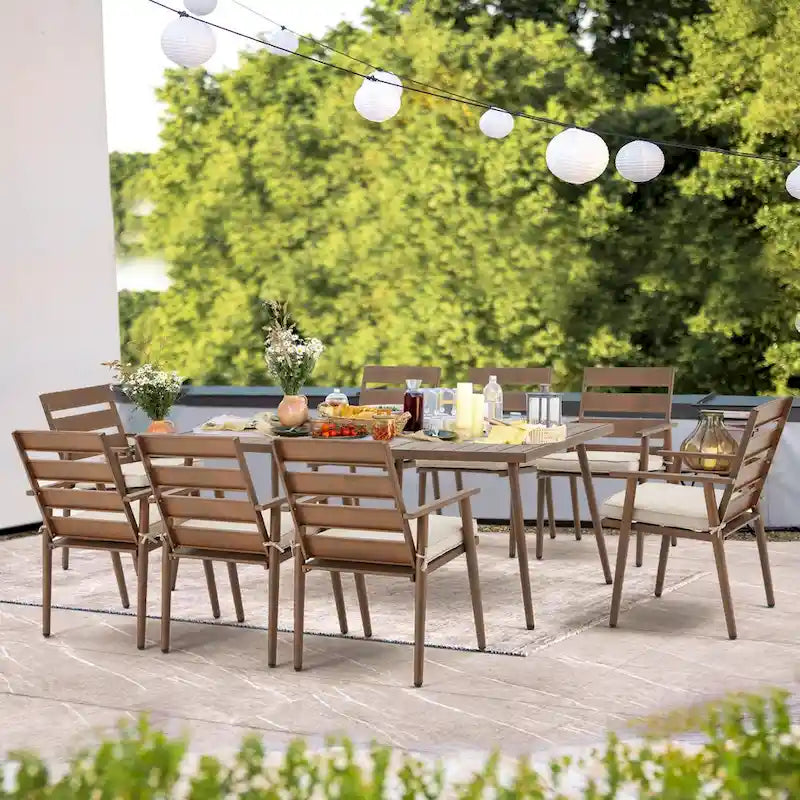 EROMMY Patio Dining Set, Premium Outdoor Rectangle Furniture for Backyard, Porch, Lawn and Garden