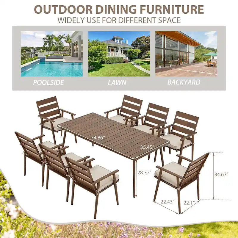 EROMMY Patio Dining Set, Premium Outdoor Rectangle Furniture for Backyard, Porch, Lawn and Garden
