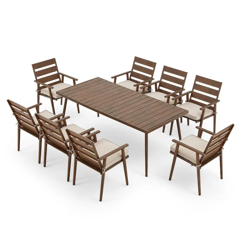 EROMMY Patio Dining Set, Premium Outdoor Rectangle Furniture for Backyard, Porch, Lawn and Garden
