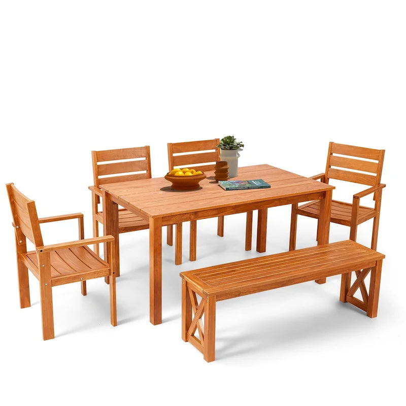 EROMMY Patio Dining Set, Premium Outdoor Rectangle Furniture for Backyard, Porch, Lawn and Garden
