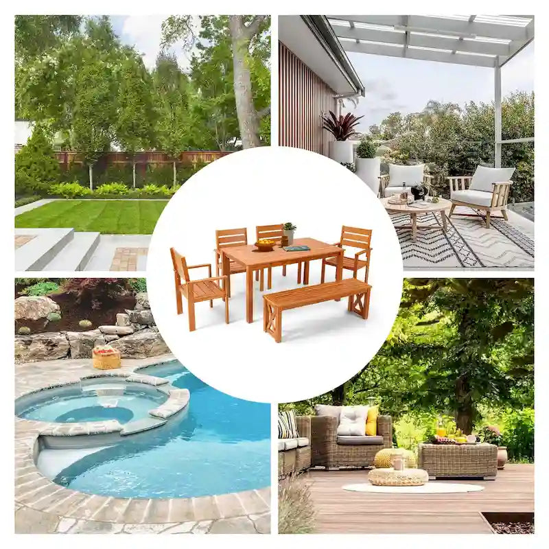 EROMMY Patio Dining Set, Premium Outdoor Rectangle Furniture for Backyard, Porch, Lawn and Garden