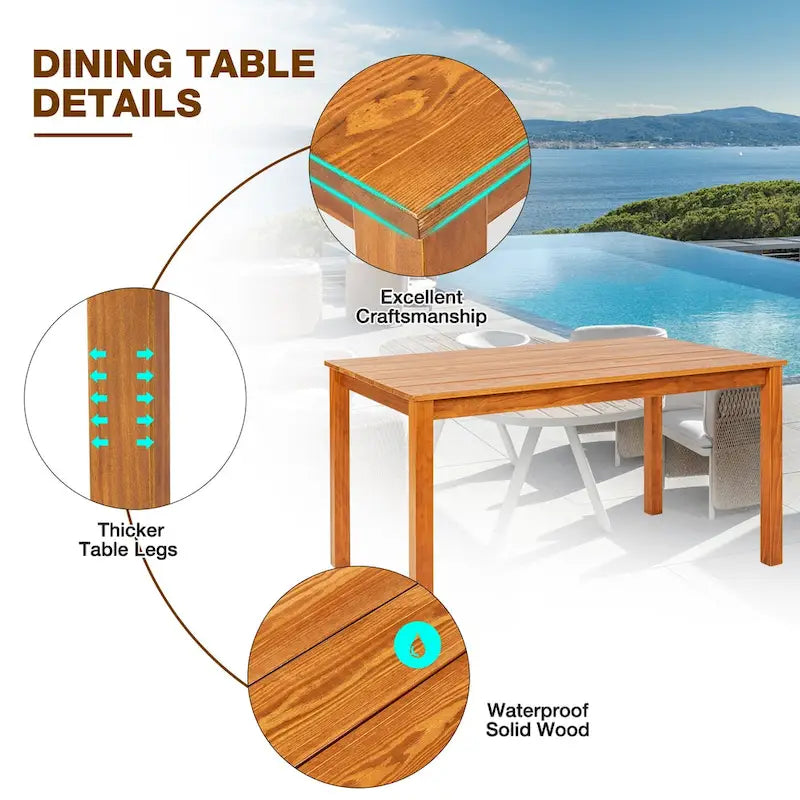 EROMMY Patio Dining Set, Premium Outdoor Rectangle Furniture for Backyard, Porch, Lawn and Garden
