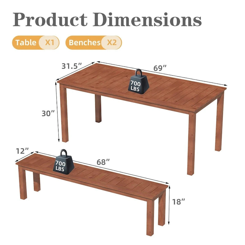 EROMMY Patio Dining Set, Premium Outdoor Rectangle Furniture for Backyard, Porch, Lawn and Garden