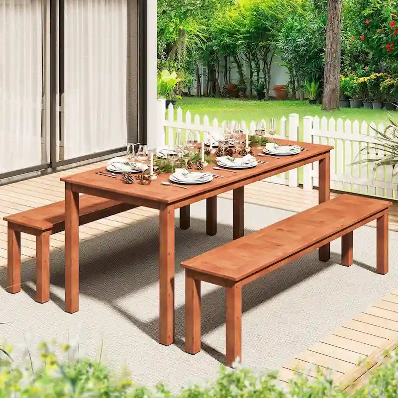 EROMMY Patio Dining Set, Premium Outdoor Rectangle Furniture for Backyard, Porch, Lawn and Garden