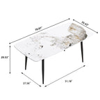 71 Modern Artificial Marble Dining Table with Carbon Steel Base