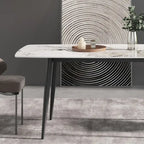 71 Modern Artificial Marble Dining Table with Carbon Steel Base