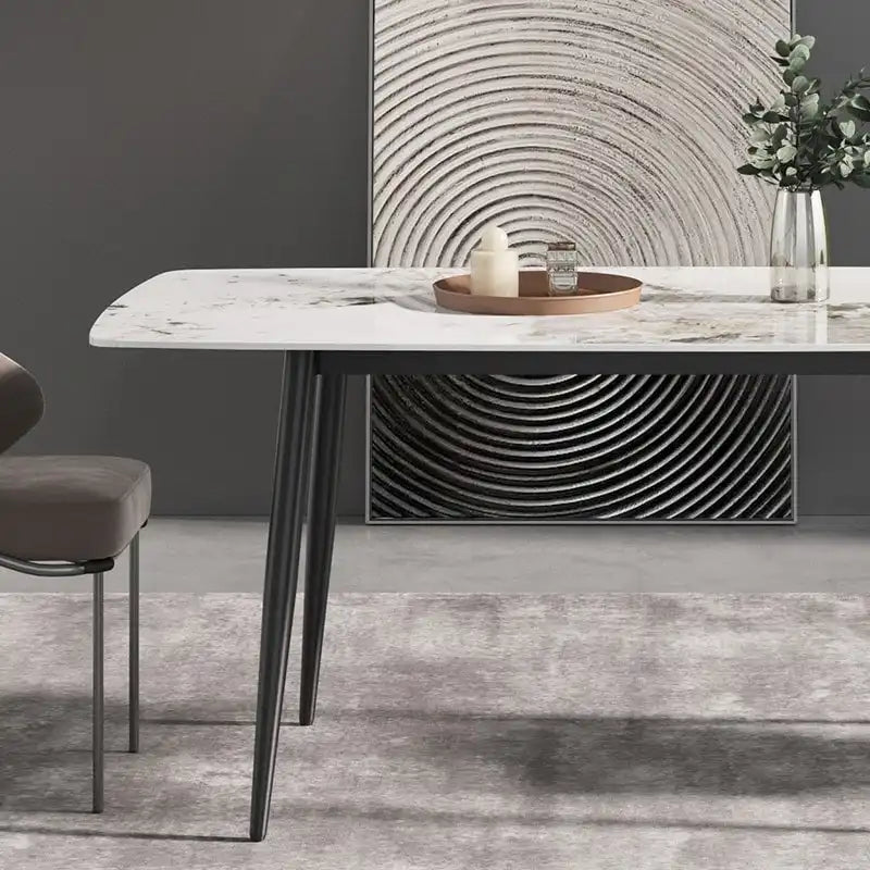 71 Modern Artificial Marble Dining Table with Carbon Steel Base