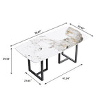 71 Modern Artificial Marble Dining Table with Carbon Steel Base