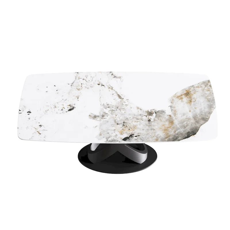 71 Modern Artificial Marble Dining Table with Carbon Steel Base