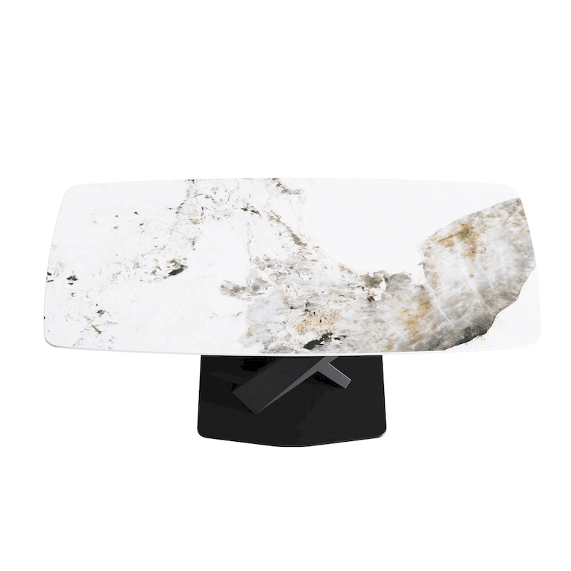 71 Modern Artificial Marble Dining Table with Carbon Steel Base