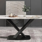 71 Modern Artificial Marble Dining Table with Carbon Steel Base